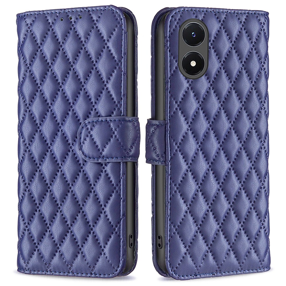 

Binfen Color Schockdelie-telefonkoffer Für Vivo Y02s 4G, BF Style-14 Eingeprägter Rhombusmuster Schutzhilfe-brieftasche. - Blau, vivo Y02s 4G