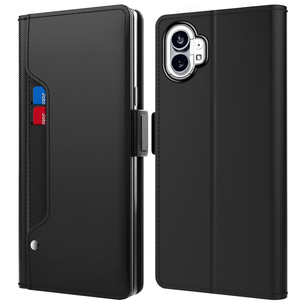 

Für Nichts Telefon (1) 5G Make-up Mirror Phone Case Card Halter Slot PU Leder+tpu Magnetische Schließung Anti-kratzer-telefon-flip-abdeckung - Schwarz, Nothing phone (1) 5G
