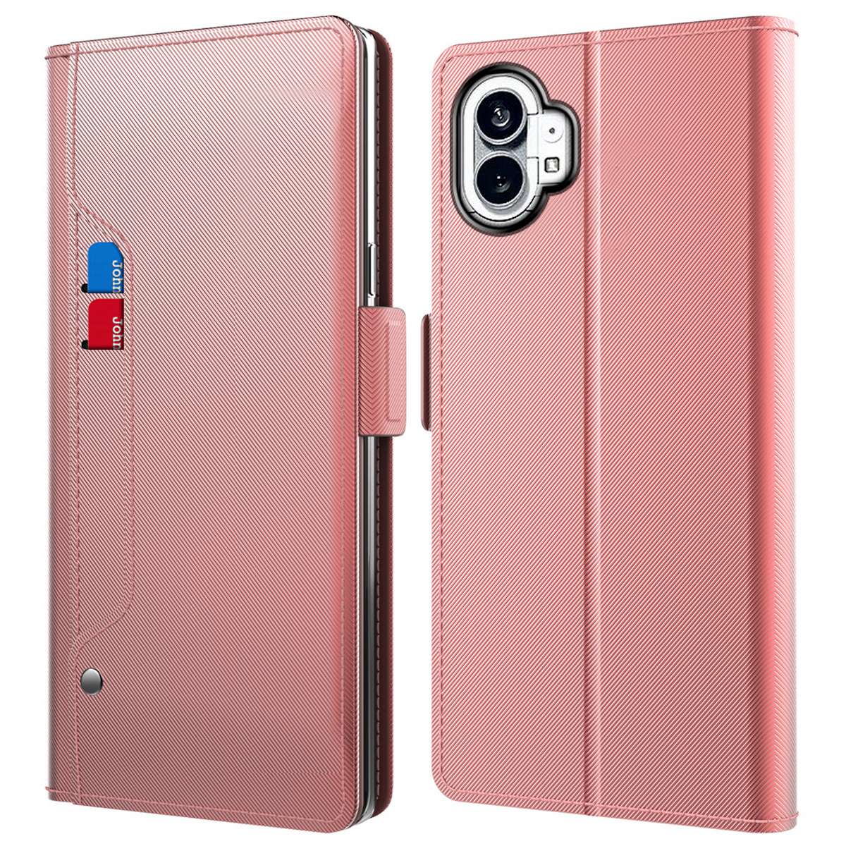 

Für Nichts Telefon (1) 5G Make-up Mirror Phone Case Card Halter Slot PU Leder+tpu Magnetische Schließung Anti-kratzer-telefon-flip-abdeckung - Roségold, Nothing phone (1) 5G