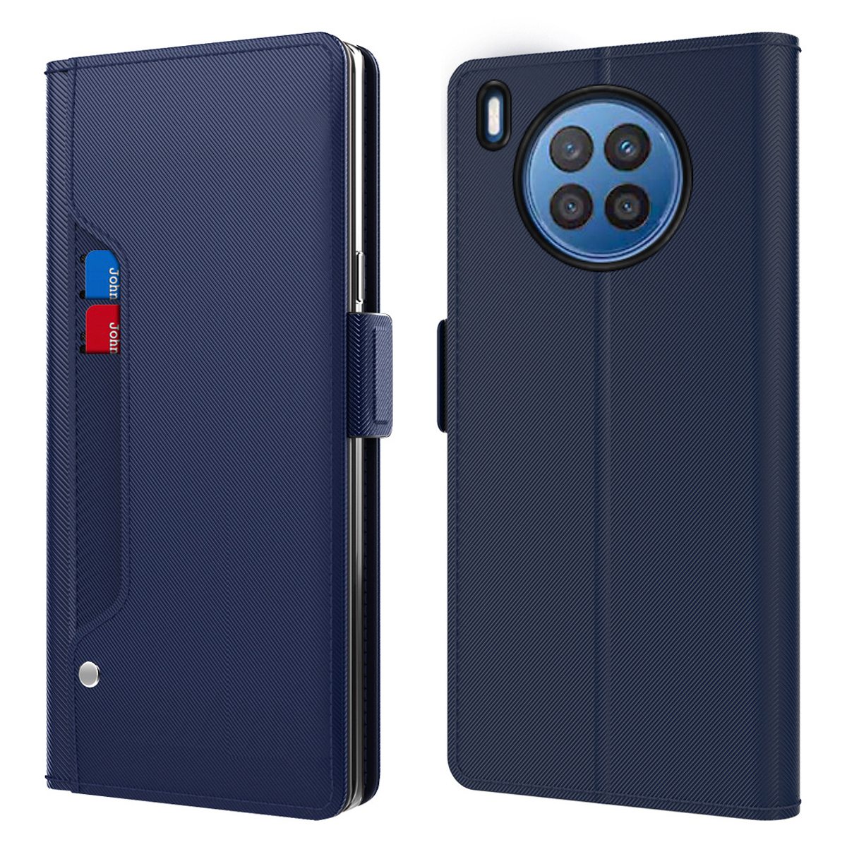 

Vollschutz Telefonkoffer Für Huawei Nova 8i / Ehren 50 Lite, Make -up -spiegel -magnetverschluss Telefonabdeckung Mit Kartensteckplatz PU Leder+tpu -shell - Blau, Huawei nova 8i