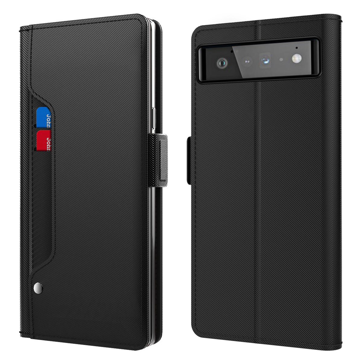 

Für Google Pixel 6 Pro 5G Make-up Make-up Mirror Magnetic Closure Telefon Flip Lederabdeckung Mit Kartenschlitzen Anti-schock-schutzhülle - Schwarz, Google Pixel 6 Pro 5G