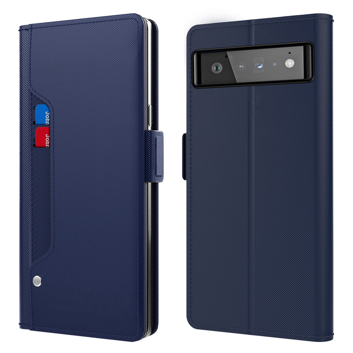 

Für Google Pixel 6 Pro 5G Make-up Make-up Mirror Magnetic Closure Telefon Flip Lederabdeckung Mit Kartenschlitzen Anti-schock-schutzhülle - Blau, Google Pixel 6 Pro 5G