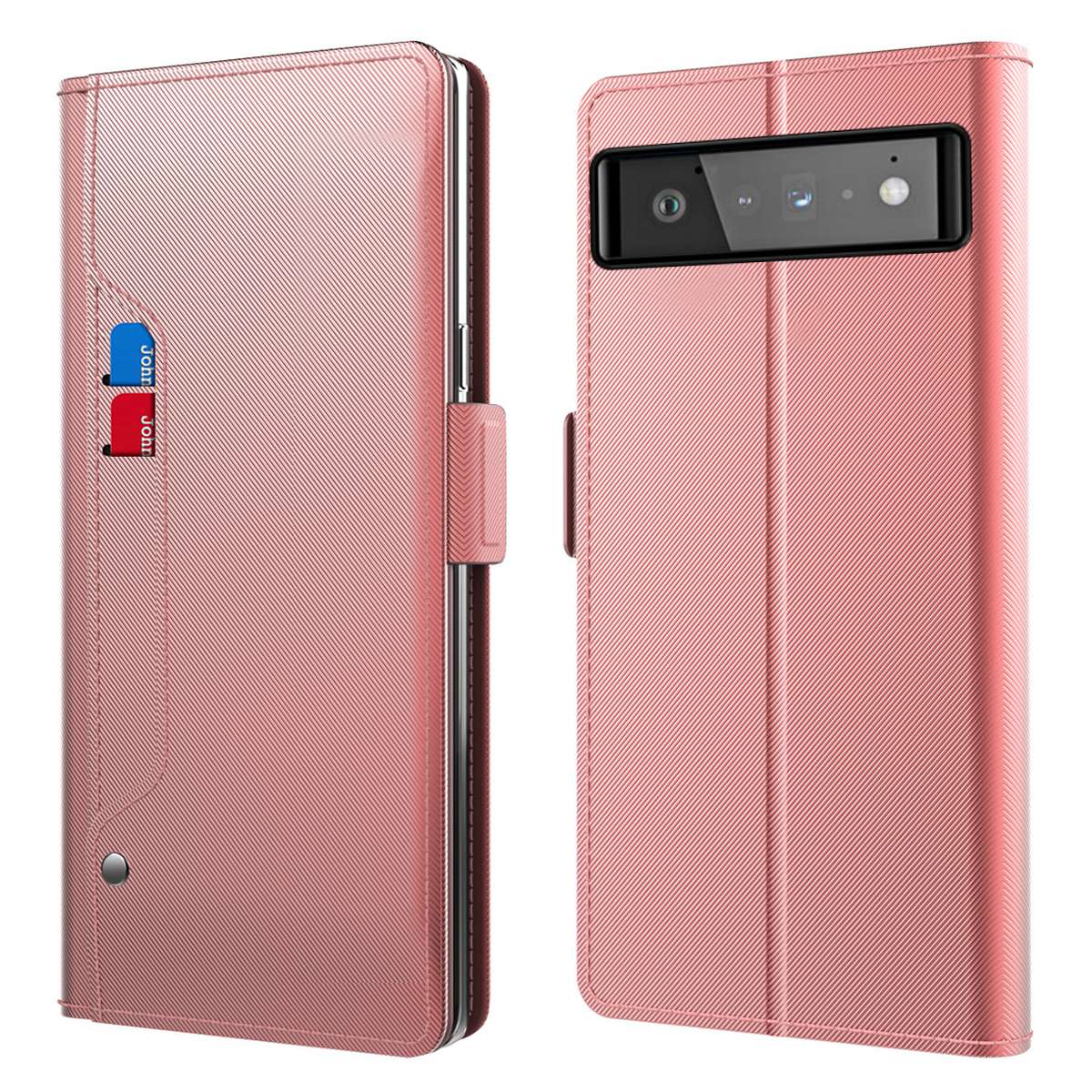 

Für Google Pixel 6 Pro 5G Make-up Make-up Mirror Magnetic Closure Telefon Flip Lederabdeckung Mit Kartenschlitzen Anti-schock-schutzhülle - Roségold, Google Pixel 6 Pro 5G