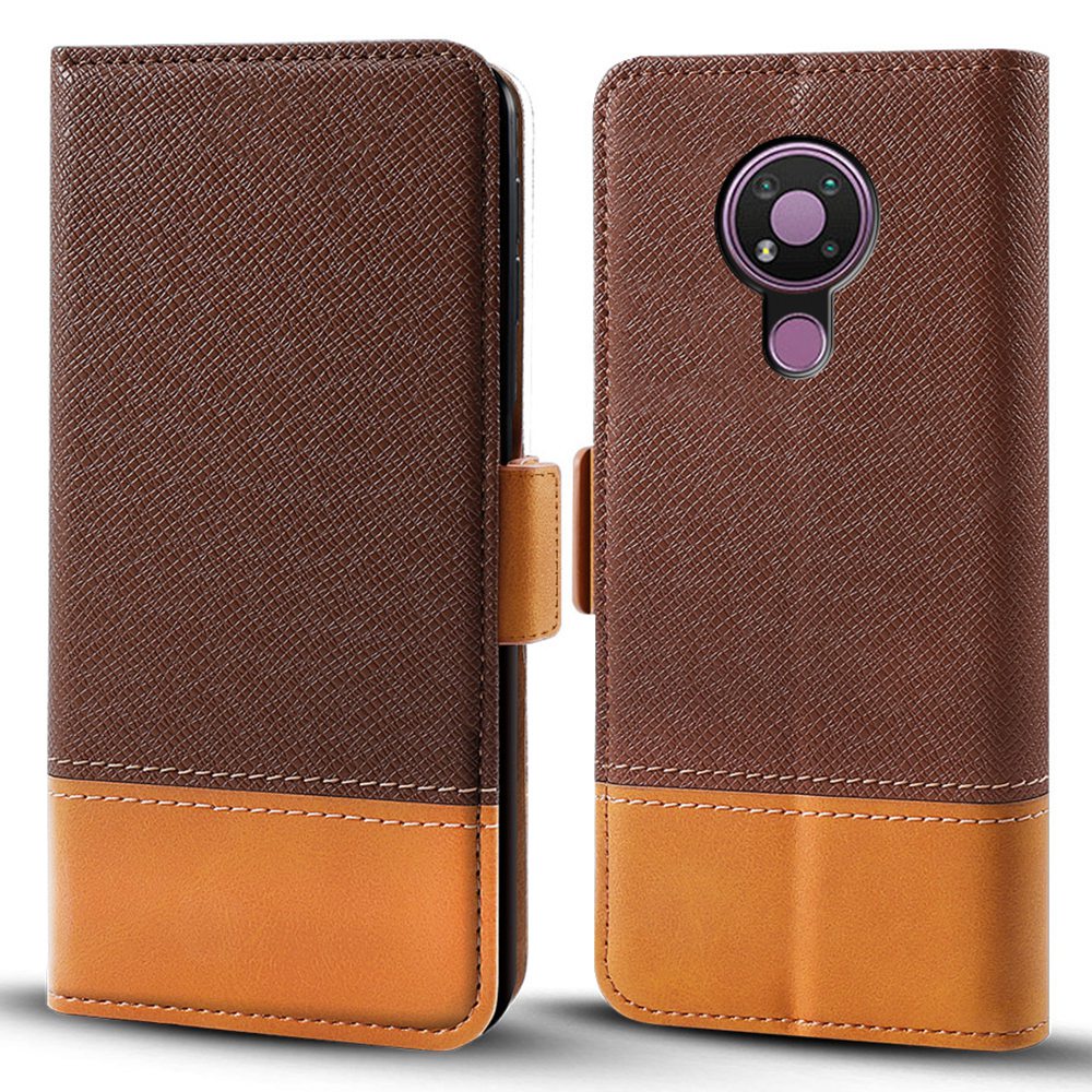 

Für Nokia 3.4 Farbspleißen Folio Flip Wallet Hülle PU Leder Ganzkörperschutz Doppelmagnetverschluss Ständer Telefonabdeckung - Braun, Nokia 3.4