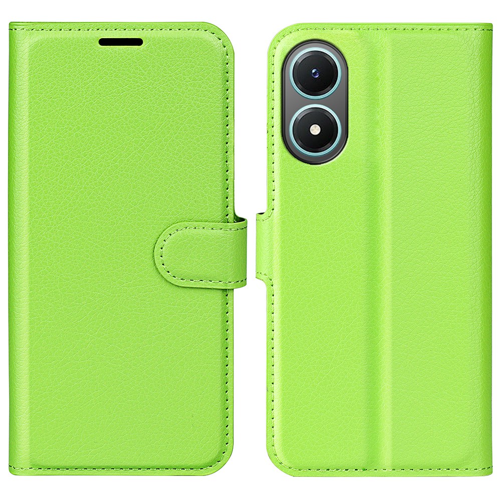 

Für Vivo Y02s 4G Ganzkörperschutz Litchi Texture Telefon Hülle PU Leder Brieftasche Ständer Shell - Grün, vivo Y02s 4G