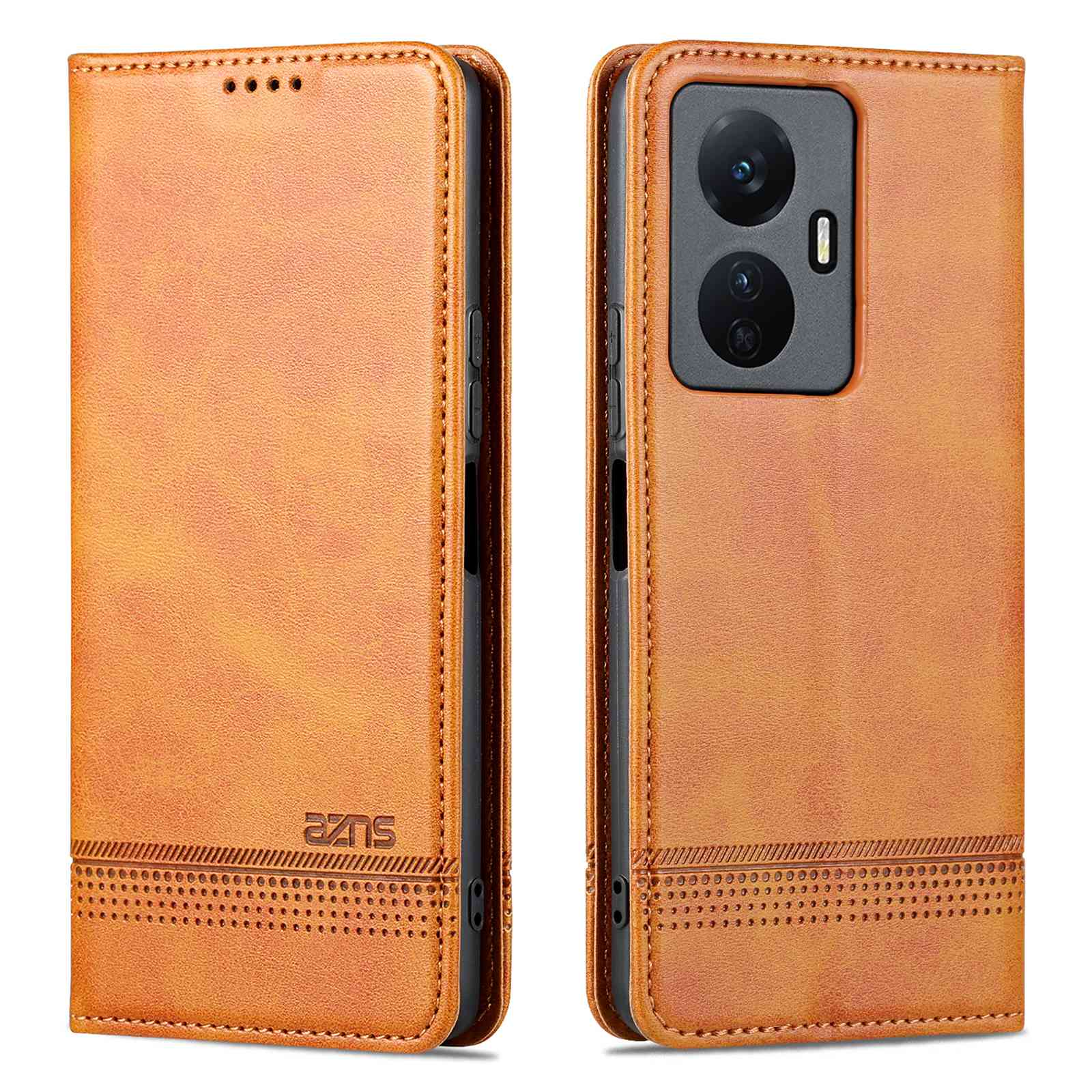 

Azns Für Vivo Y77e 5g / Y77 5G Magnetic Auto -verschluss Kuhspannungstextur PU Leder Brieftasche Telefonhülle Aussichtspunkt Flip Cover - Braun, vivo Y77e 5G