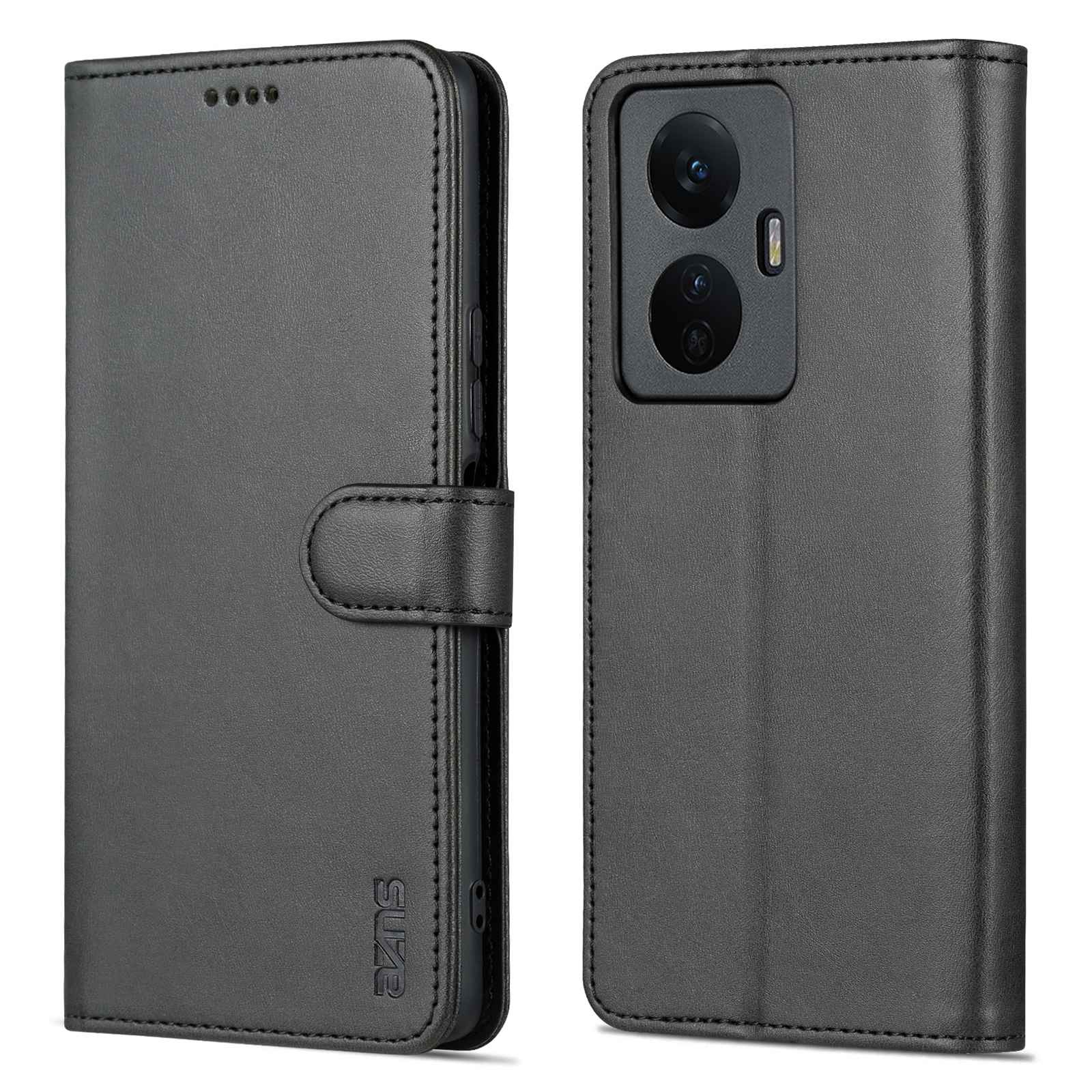 

Azns Für Vivo Y77e 5g / Y77 5G Phone Protective Flip Cover PU Lederbeschichtete TPU -innenhülle Mit Ständer - Schwarz, vivo Y77e 5G