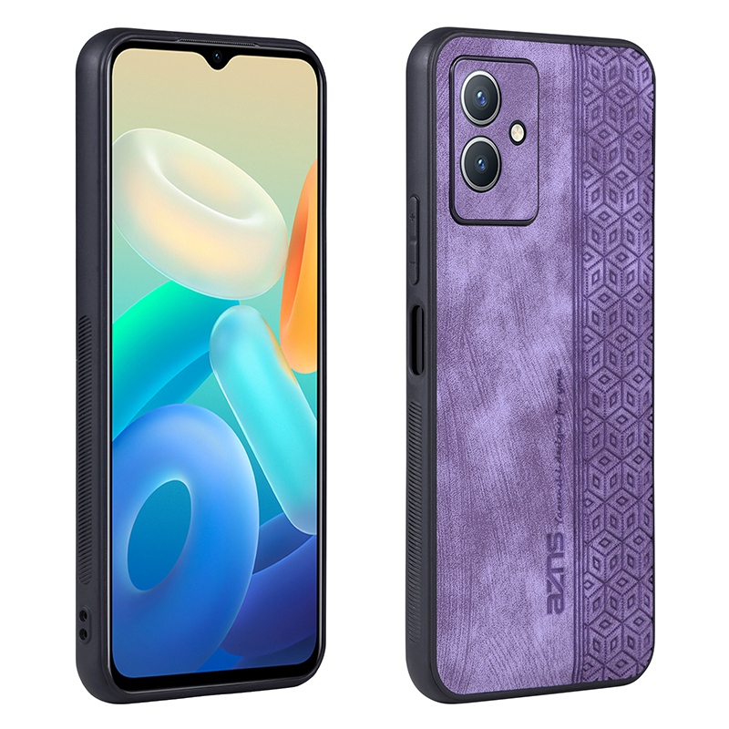 

Azns Für Vivo Y55 5G Slim Protective Rückenabdeckung PU Leder Beschichtetes Tpu-anti-drop-mobiltelefon Fall - Violett, vivo Y55 5G