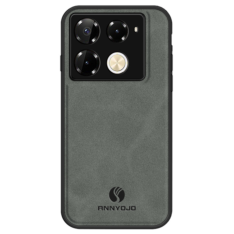 ANNYOJO For Infinix Note 40 Pro 4G Case Ultra Thin PU Leather Texture Phone Back Cover - Grey
