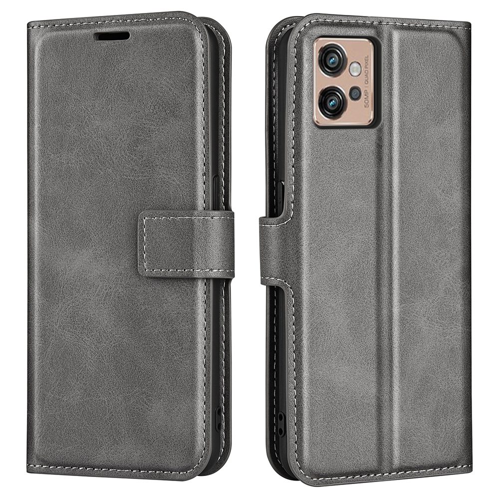 

Für Motorola Moto G32 4G Strukturierte PU Leder Schockdeliedelefonabdeckungswechsel Wallet Square Magnetic Claspe Hülle - Grau, Motorola Moto G32 4G