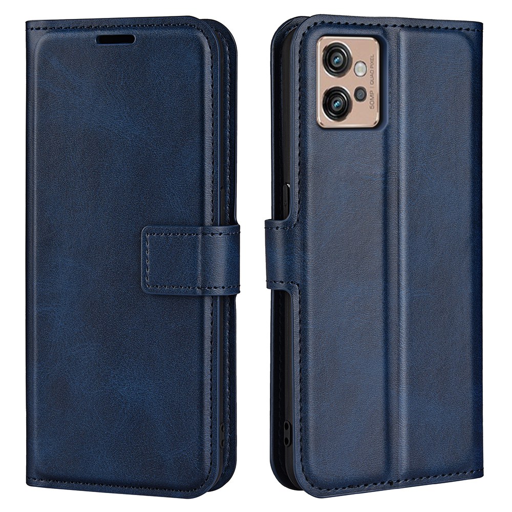 

Für Motorola Moto G32 4G Strukturierte PU Leder Schockdeliedelefonabdeckungswechsel Wallet Square Magnetic Claspe Hülle - Blau, Motorola Moto G32 4G