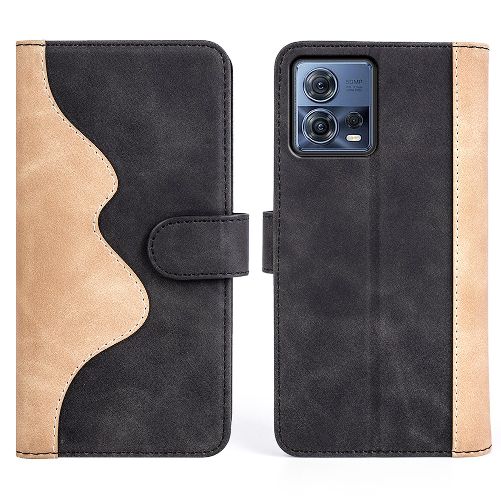 

Für Motorola Moto S30 Pro 5G Full Protection Color Splicing Phone Hülle PU Leder Folio Flip Case Mit Stand Wallet - Schwarz, Motorola Moto S30 Pro 5G