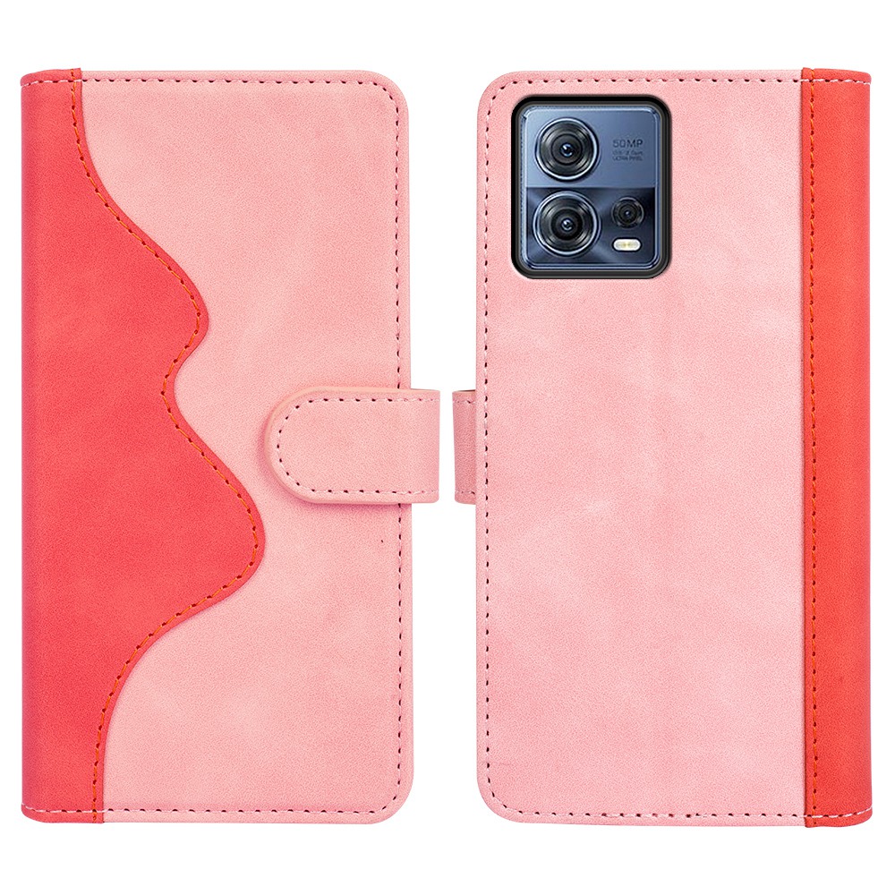 

Für Motorola Moto S30 Pro 5G Full Protection Color Splicing Phone Hülle PU Leder Folio Flip Case Mit Stand Wallet - Rosa, Motorola Moto S30 Pro 5G
