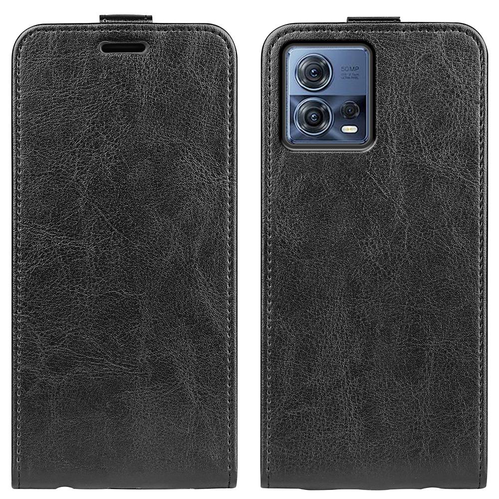 

Für Motorola Moto S30 Pro 5G Vertical Flip Phone Cover Crazy Horse Texture PU Leder Vollschutz Hülle Mit Kartenhalter - Schwarz, Motorola Moto S30 Pro 5G