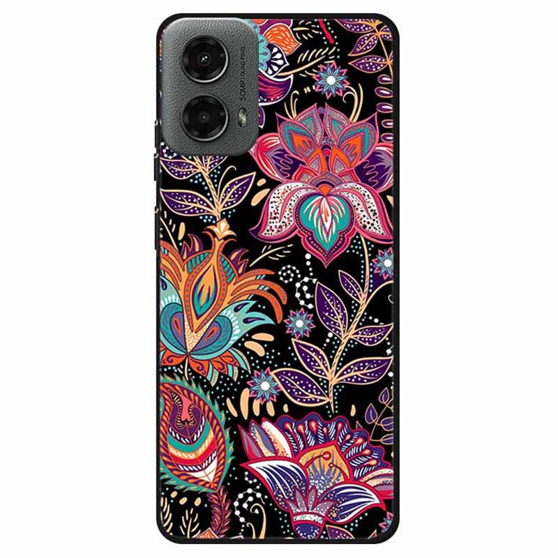 For Motorola Moto G 5G (2024) Case Soft TPU Pattern Phone Cover - Purple Leaf Flower