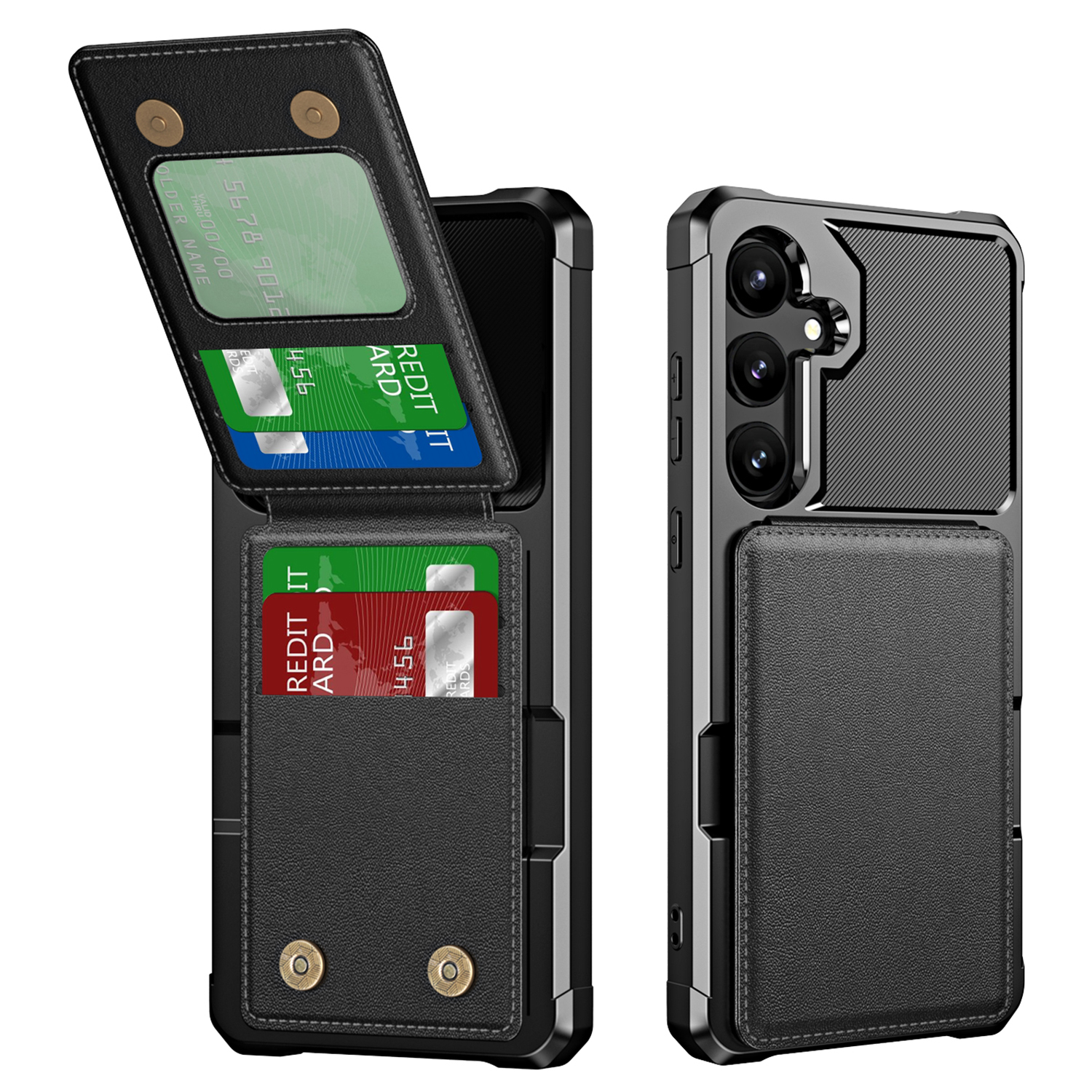 ZM11 For Samsung Galaxy A34 5G Case with Card Holder Leather +TPU Protective Cover - Black