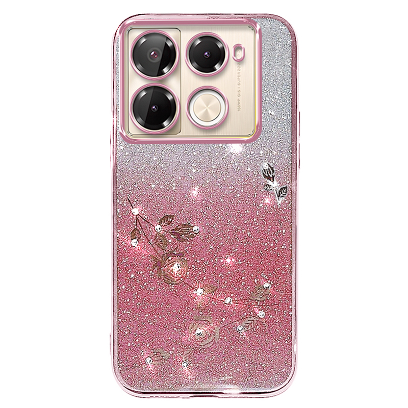 KADEM For Infinix Note 40 Pro 4G / 40 Pro 5G TPU Case Glitter Rhinestone Decor Phone Cover - Rose Gold