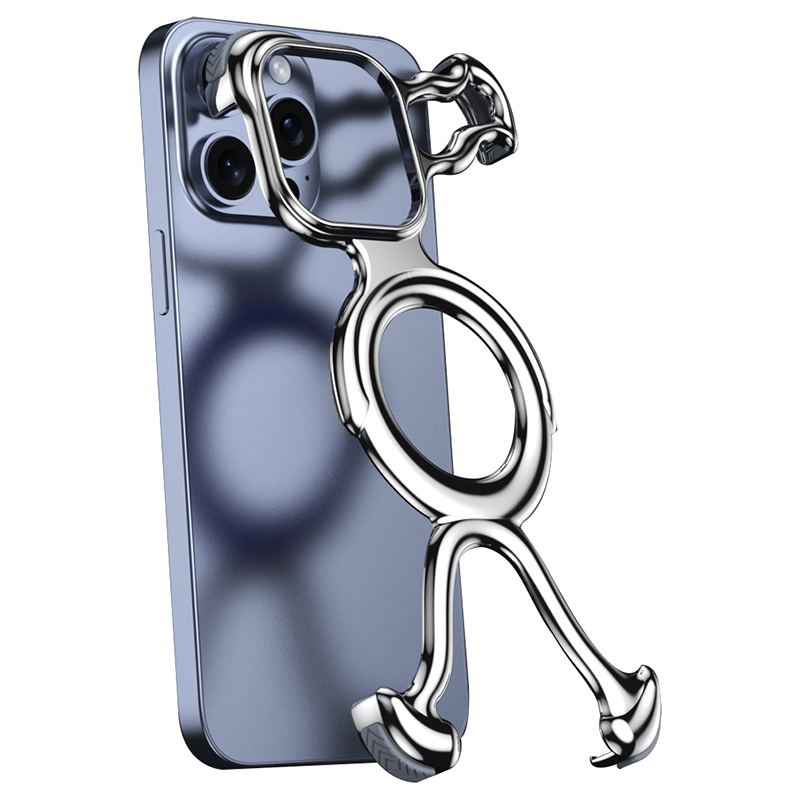For iPhone 13 Pro Max Frameless Case Compatible with MagSafe Hard PC Electroplating Bumper Cover - Bright Silver