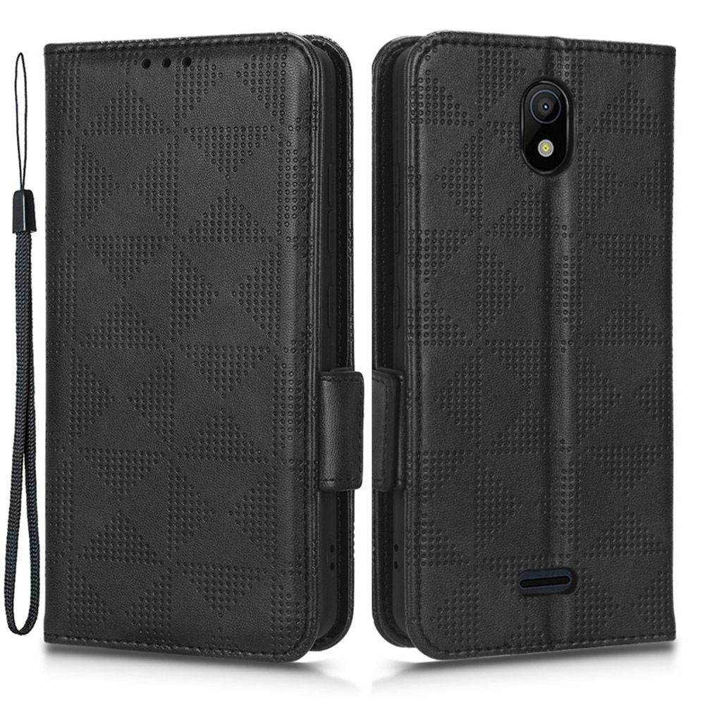 

Für Nokia C100 4G Dreieck Muster Geprägtes PU Leder-telefonhülle Kear-resistentes Telefon Brieftaschenabdeckungsstand - Schwarz, Nokia C100 4G