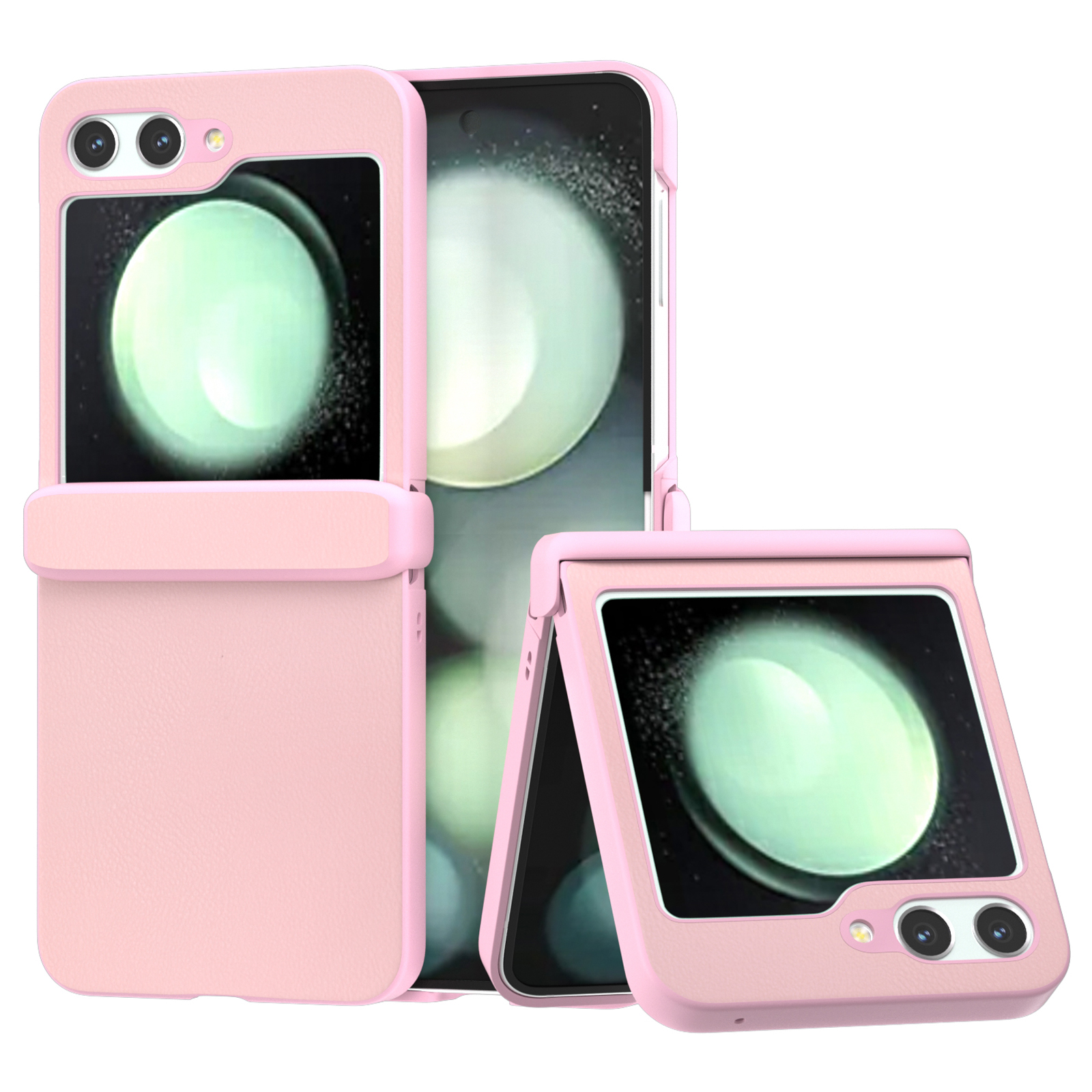For Samsung Galaxy Z Flip5 5G Case Leather + PC Slim Phone Cover Hinge Protection - Pink
