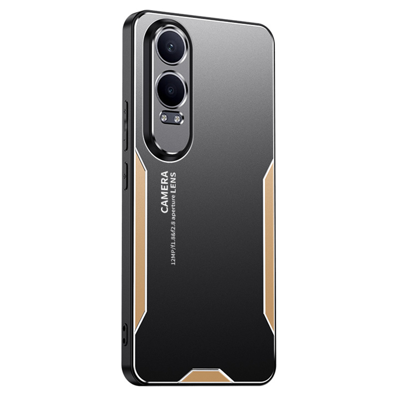 For OnePlus Nord CE4 Lite 5G / Oppo K12x 5G (China) Case Aluminium Alloy Armor Phone Cover Comfort Grip - Gold