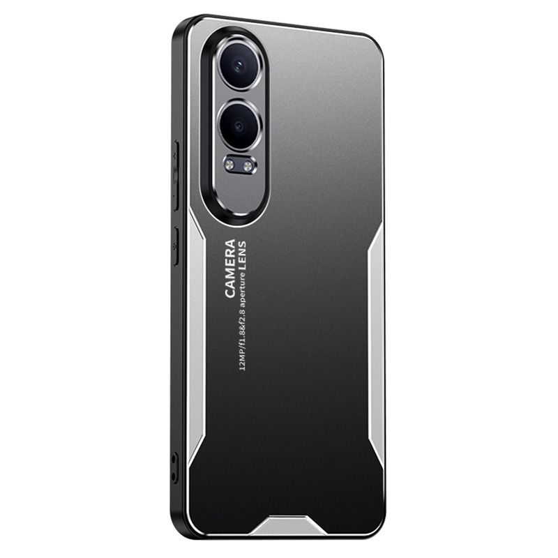 For OnePlus Nord CE4 Lite 5G / Oppo K12x 5G (China) Case Aluminium Alloy Armor Phone Cover Comfort Grip - Silver
