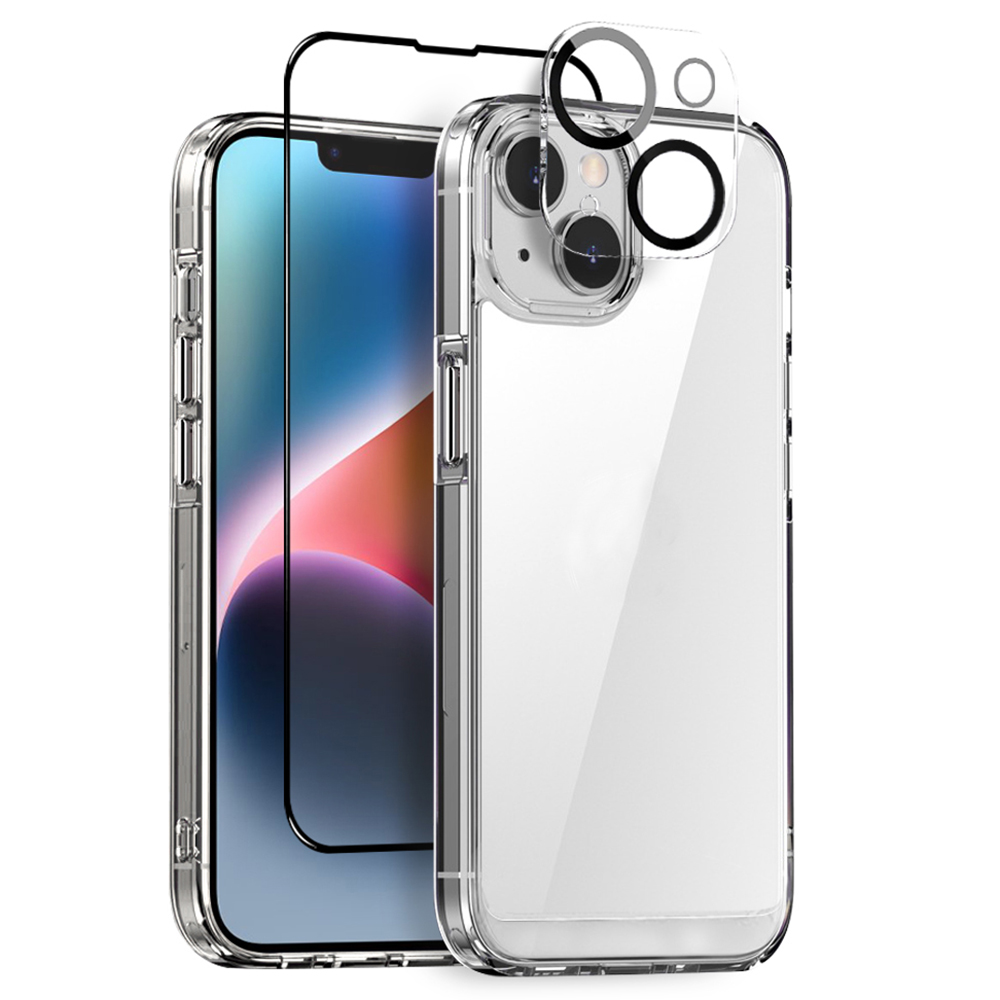 NORTHJO For iPhone 14 Plus Case PC+TPU Phone Cover + Screen Protector + Camera Lens Protector