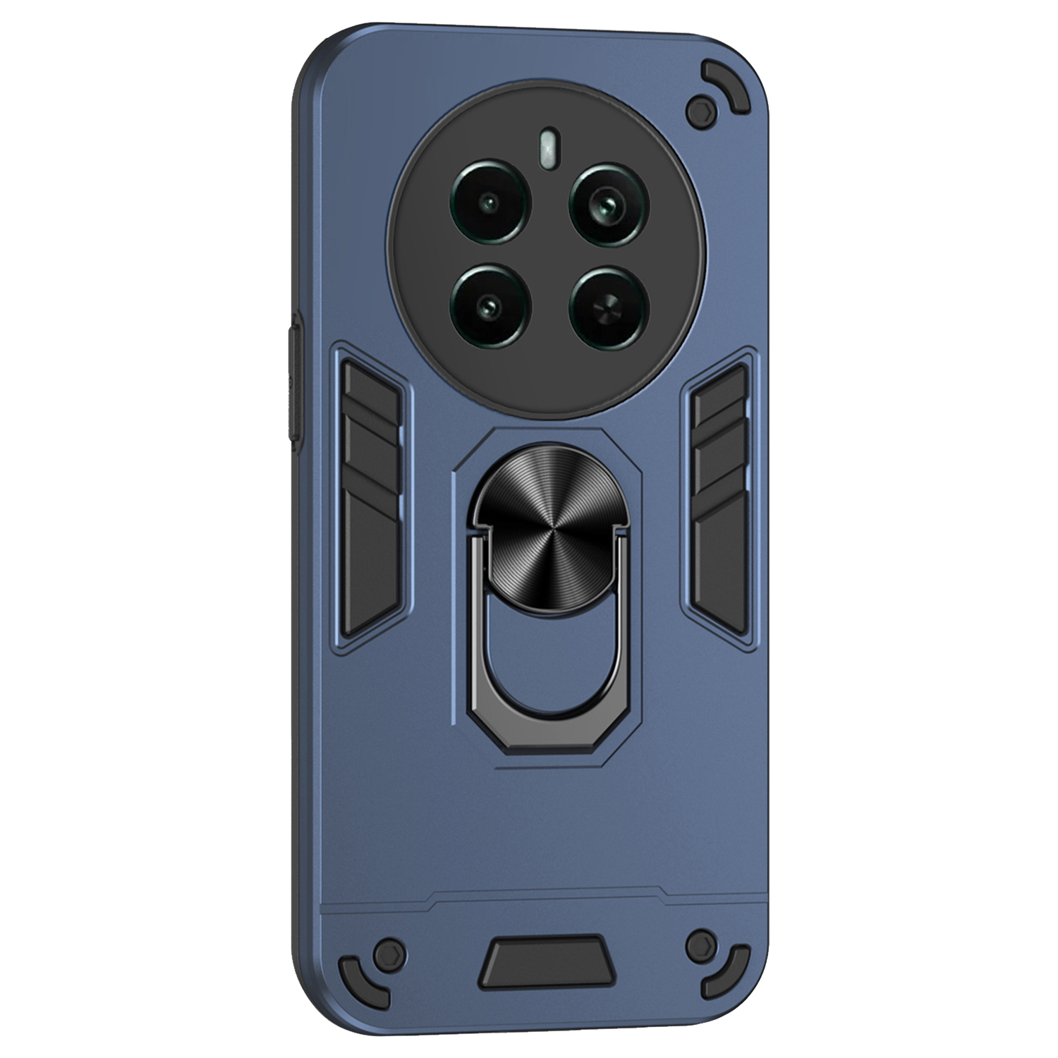 For Realme Narzo 70 Pro 5G Case Kickstand PC+TPU Car Mount Magnetic Holder Phone Cover - Blue