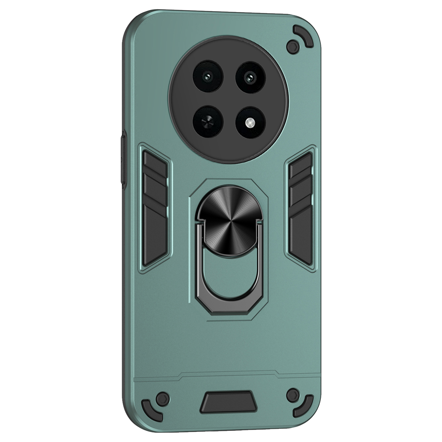 For Realme 12x 5G Case PC+TPU Kickstand Magnetic Car Mount Phone Cover - Green