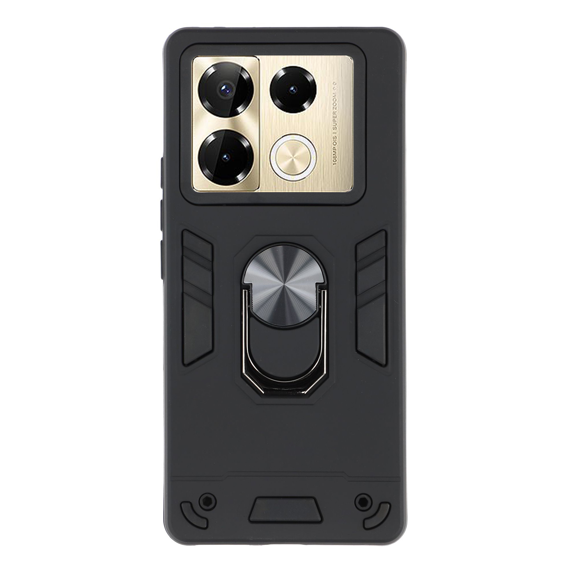 For Infinix Note 40 Pro 4G Kickstand Case PC+TPU Phone Cover Support Car Mount - Black
