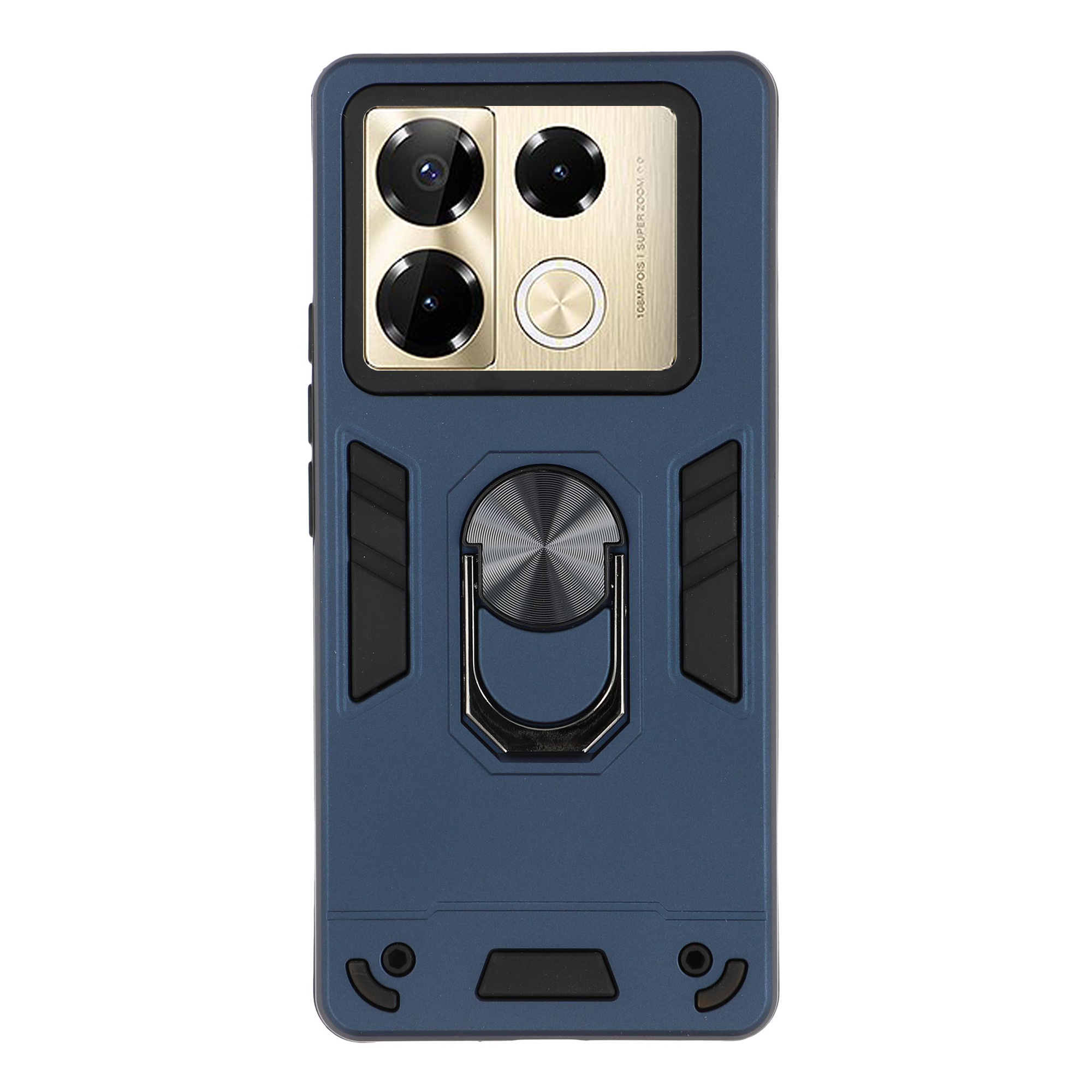 For Infinix Note 40 Pro 4G Kickstand Case PC+TPU Phone Cover Support Car Mount - Blue