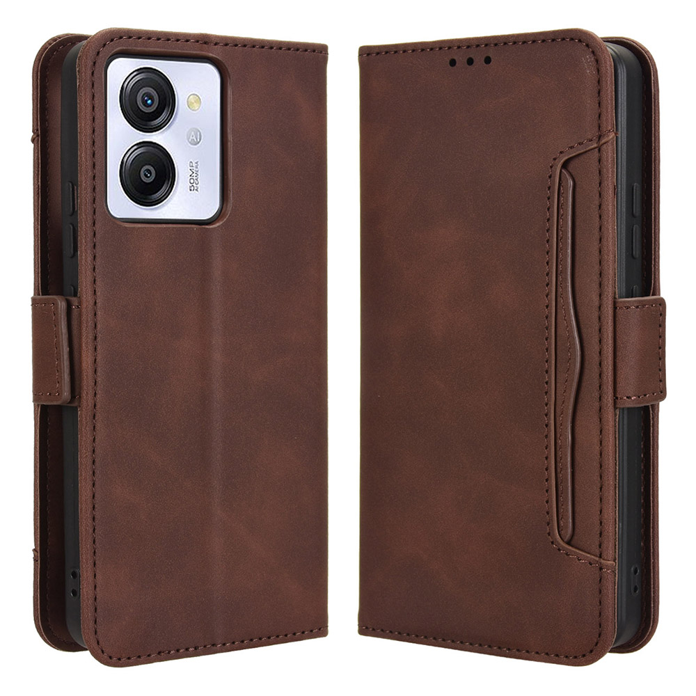 For Blackview Color 8 / Oscal Modern 8 Case Leather Phone Cover Multiple Card Slots Folio Purse - Brown