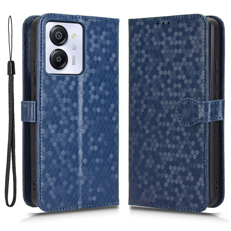 For Blackview Color 8 / Oscal Modern 8 Stand Case Dot Pattern Magnetic Clasp PU Leather Phone Cover - Dark Blue