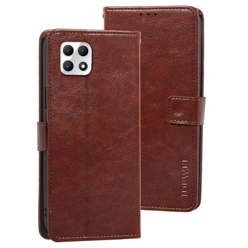 IDEWEI For T-Mobile REVVL 7 / T Phone 2 5G Case Crazy Horse Texture Leather Phone Cover - Brown