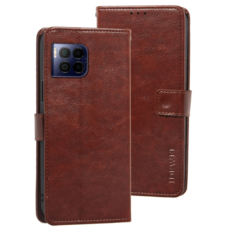 IDEWEI For T-Mobile REVVL 7 Pro / T Phone 2 Pro Wallet Phone Case Leather Cover Crazy Horse Texture - Brown