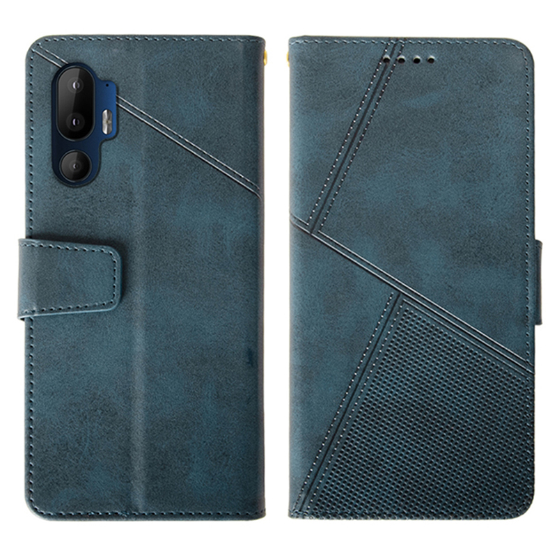 IDEWEI For HTC U24 Pro 5G Case Wallet Stand Calf Texture Leather Phone Cover - Blue