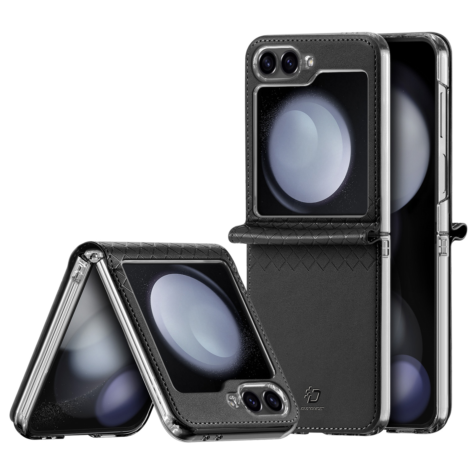 For Samsung Galaxy Z Flip7 FE 5G / Z Flip6 5G Magnetic Case DUX DUCIS Bril Series Leather+PC Phone Cover with Stand - Black
