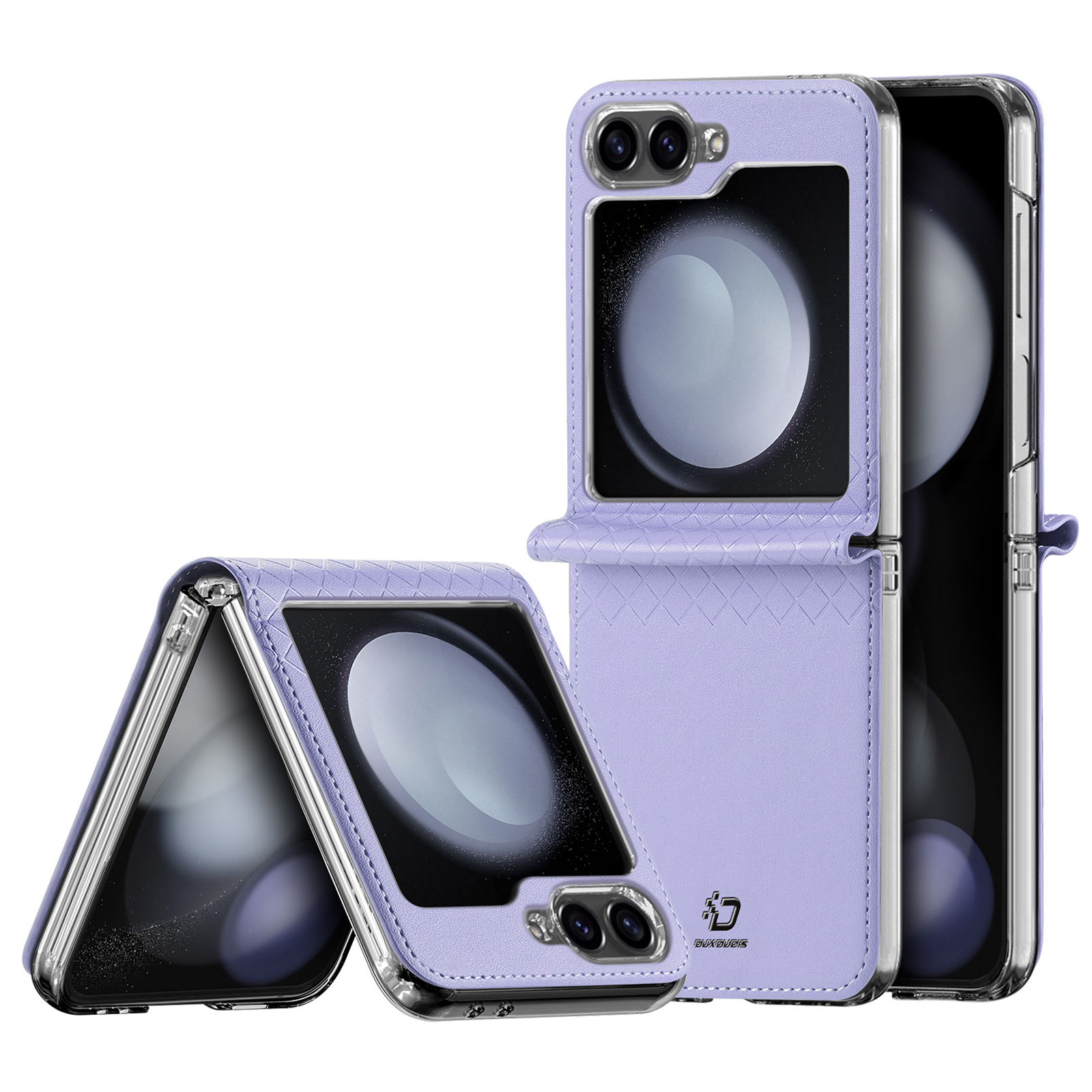 For Samsung Galaxy Z Flip7 FE 5G / Z Flip6 5G Magnetic Case DUX DUCIS Bril Series Leather+PC Phone Cover with Stand - Purple
