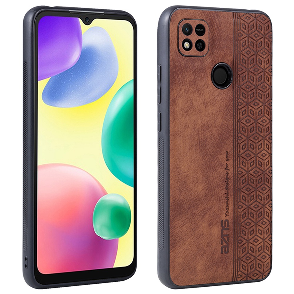 

Azns Für Xiaomi Redmi 10a / Redmi 9c / Redmi 9C NFC PU Lederbeschichtete Tpu-hülle Anti-drop-gedrucktes Muster Telefonabdeckung - Braun, Xiaomi Redmi 10A