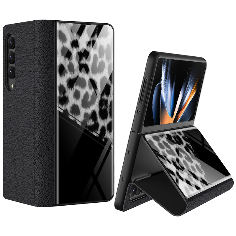 

GKK Für Samsung Galaxy Z Fold4 5G Stand Phone Hülle Temperierte Glas + PU Leder + PC Folio Flip Cover - Lederstruktur 07, Galaxy Z Fold4 5G