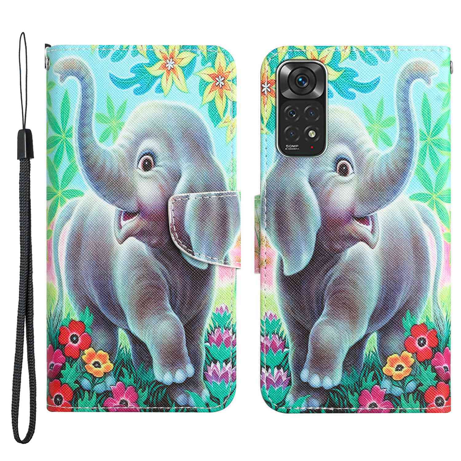 

Für Xiaomi Redmi Note 11 4G (Qualcomm) / Hinweis 11S 4G Cross -textur PU Leder -häuse Muster Druck Telefonstand Wallet Wallet - Elefant, Xiaomi Redmi Note 11 4G (Qualcomm)