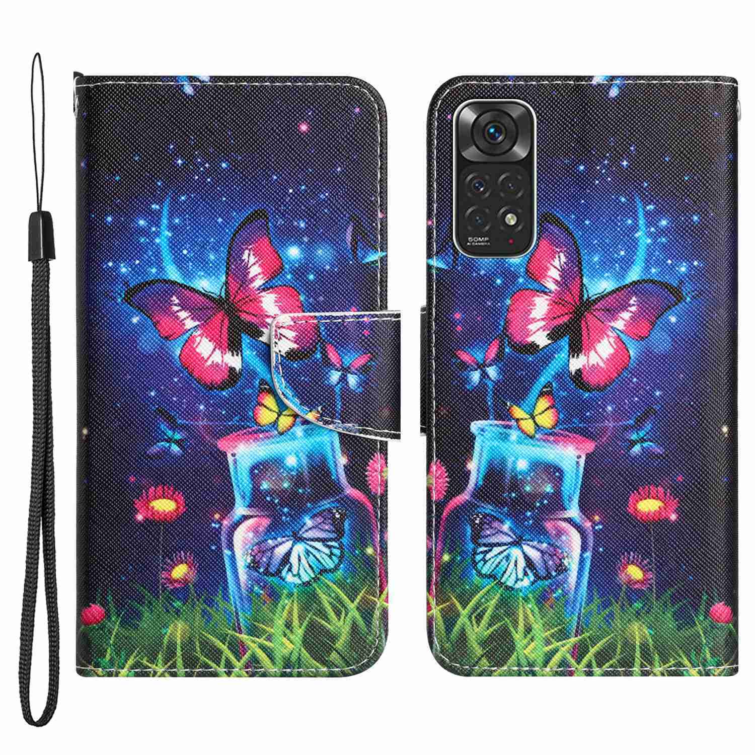 

Für Xiaomi Redmi Note 11 4G (Qualcomm) / Hinweis 11S 4G Cross -textur PU Leder -häuse Muster Druck Telefonstand Wallet Wallet - Flasche / Schmetterling, Xiaomi Redmi Note 11 4G (Qualcomm)