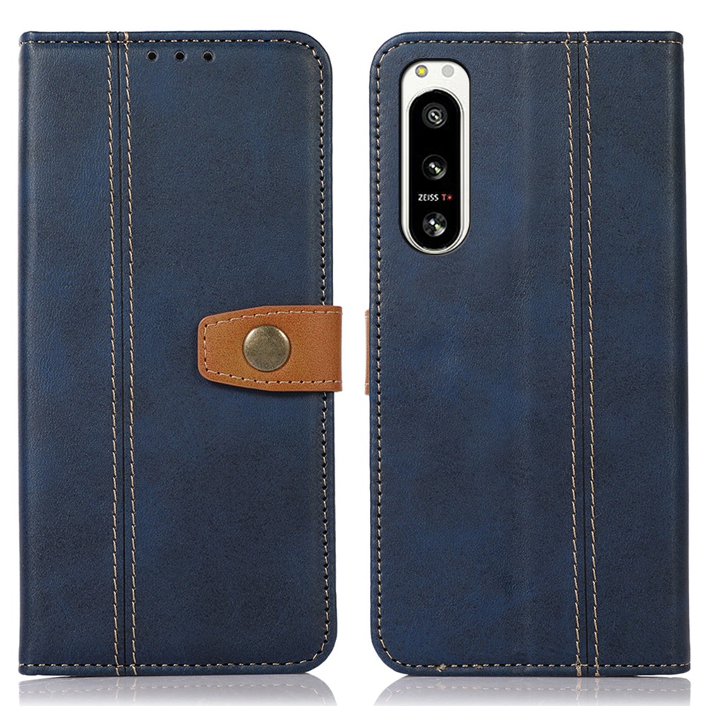 

Für Sony Xperia 5 IV 5G PU Leder Brieftasche Hülle Ansichtsständer Magnetischer Verschluss Vollschutz Telefonabdeckung - Saphir, Xperia 5 IV 5G