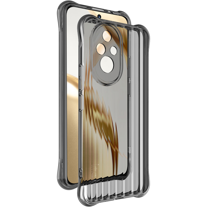 IMAK For Honor 200 5G Case Corrugated Texture Four Corners Airbag Soft TPU Phone Cover - Transparent Black