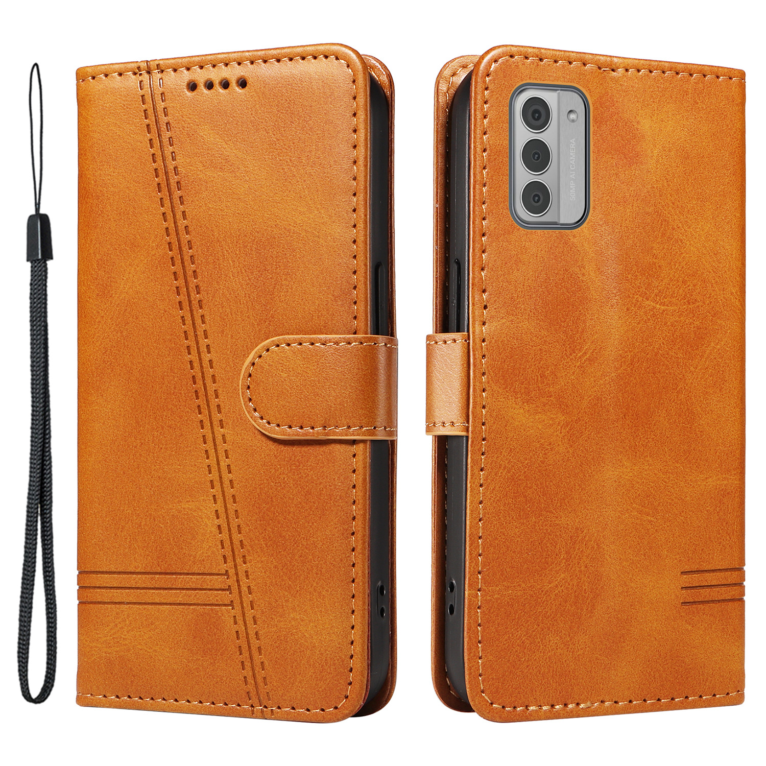 For Nokia G42 Case with Card Holder Wallet PU Leather Flip Phone Cover - Yellow