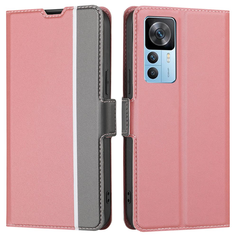 

Für Xiaomi Redmi K50 Ultra 5G Twill Texture Stand Phone Hülle Anti-kratzer-pu-lederkartenhalter Magnetische Verschlussabdeckung - Rosa, Xiaomi Redmi K50 Ultra