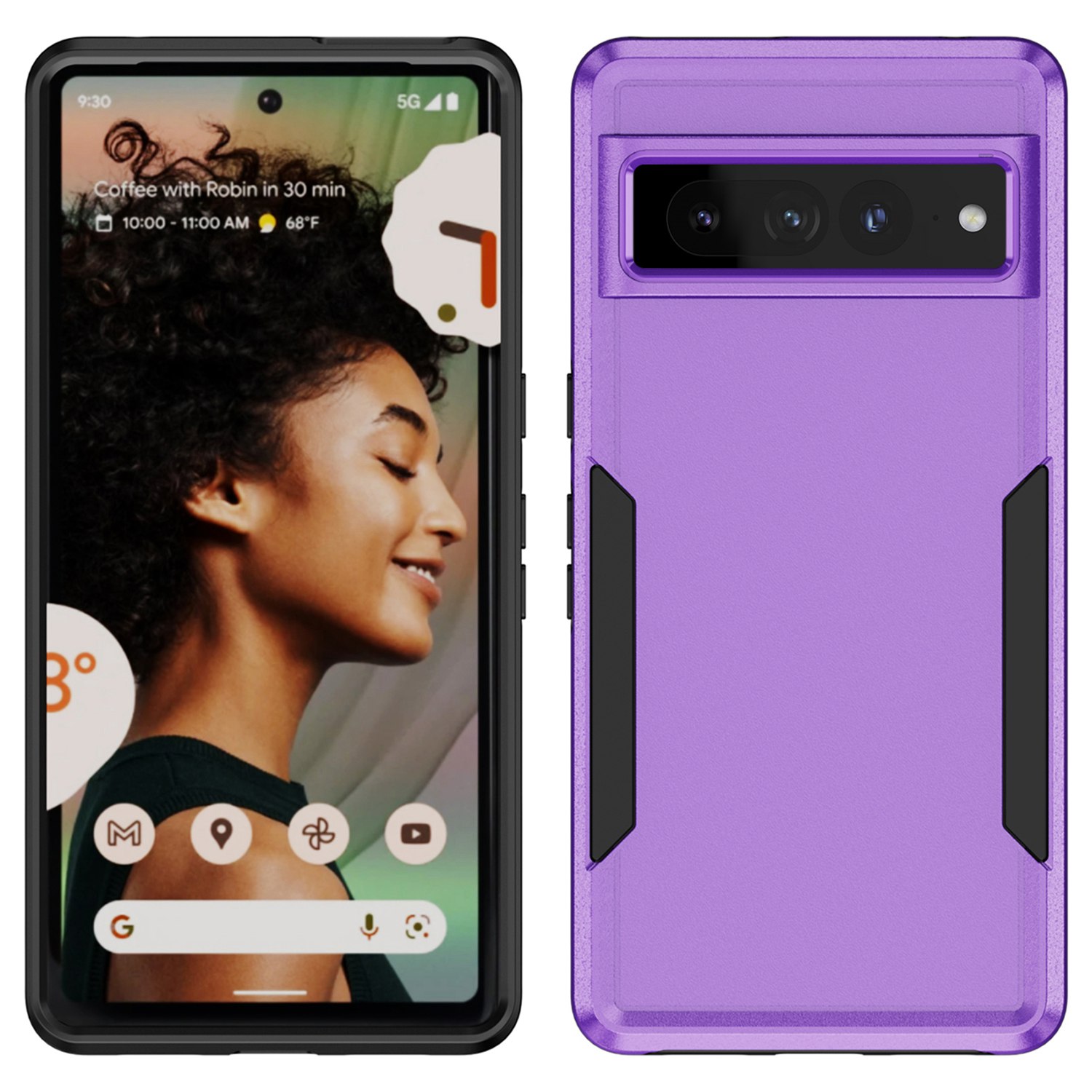 

Für Google Pixel 7 Pro Phone Case PC + TPU Dual Layer Schocksicherer Abdeckungsschutz Anti-drop-telefonhülle - Violett / Schwarz, Google Pixel 7 Pro 5G