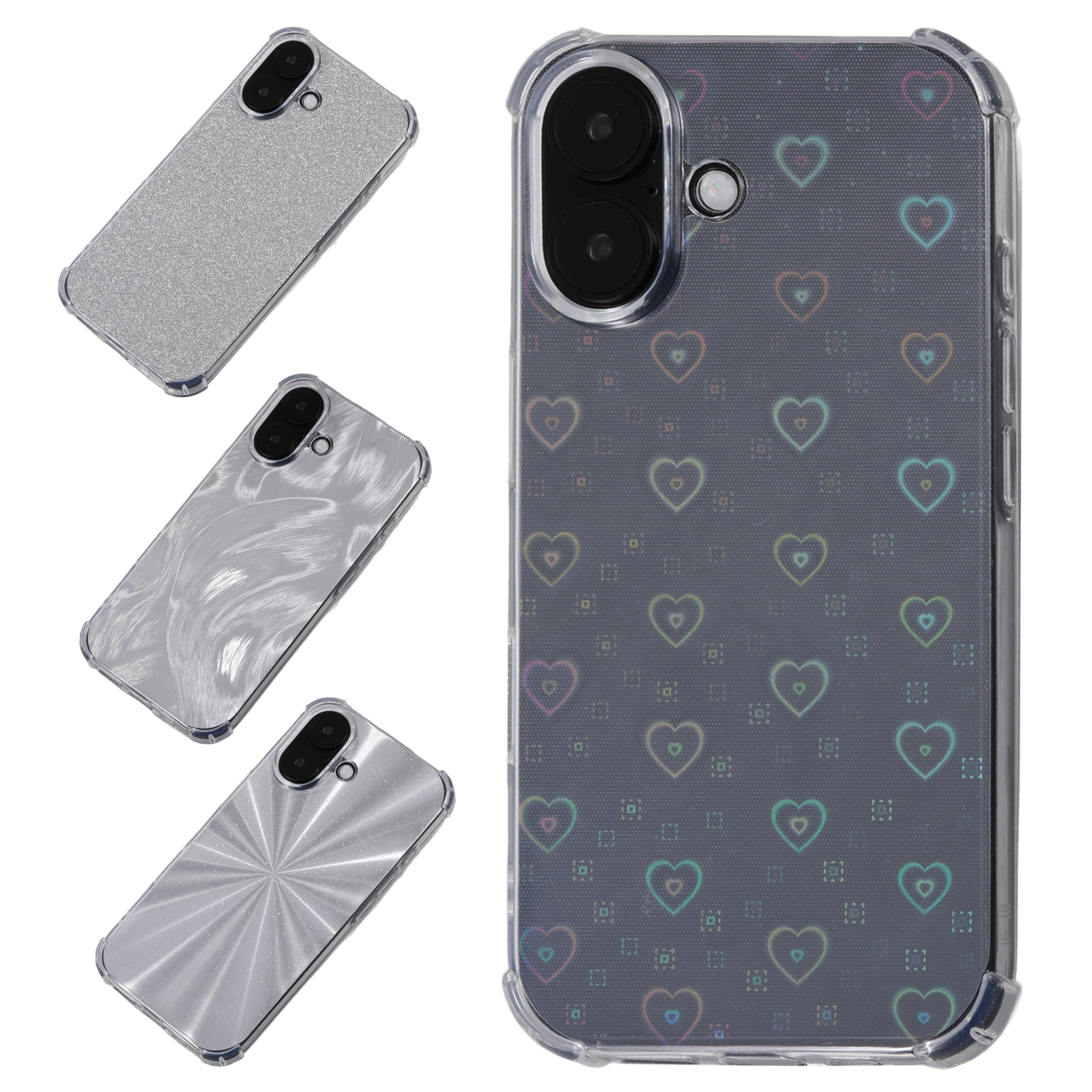 For iPhone 16 Case TPU Shock-Absorption Phone Cover with 4 Card Papers