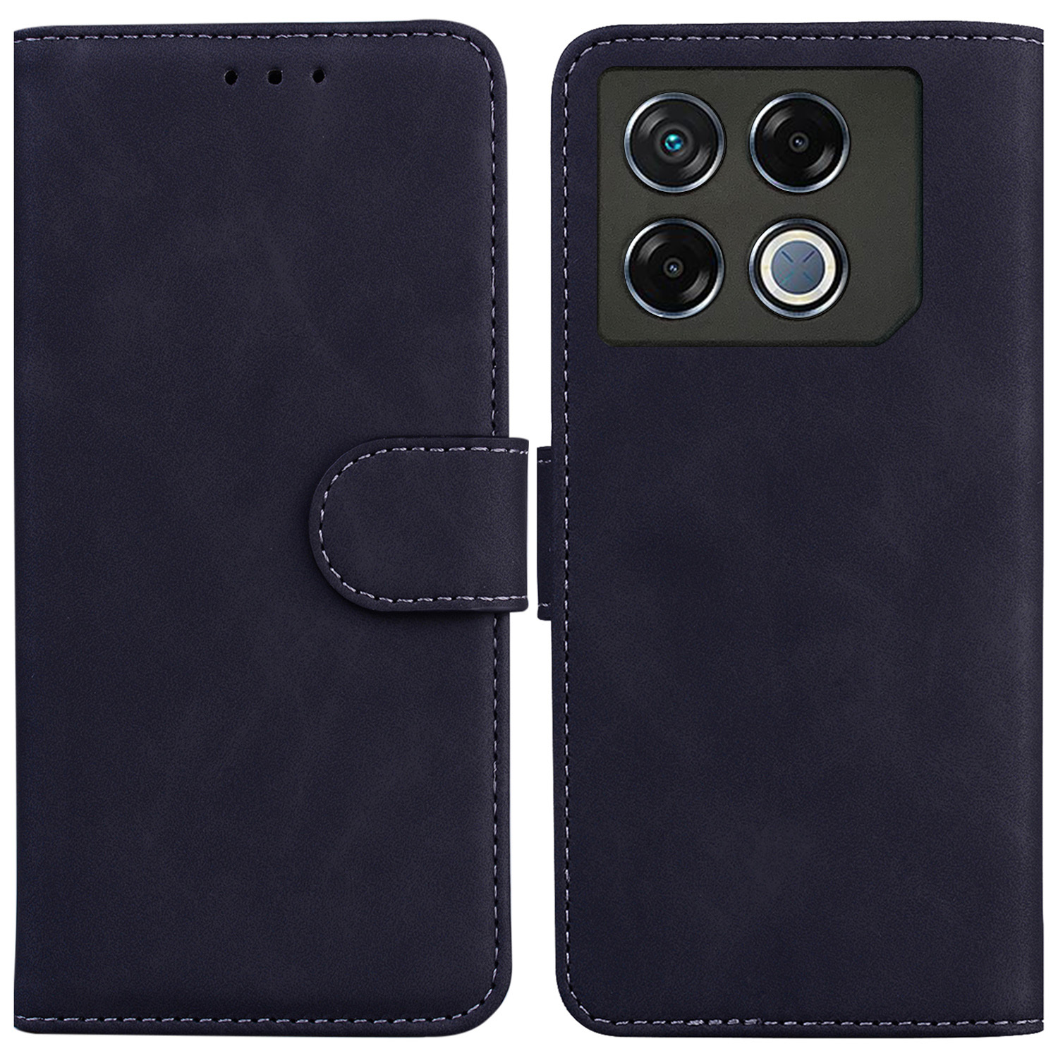 For Infinix GT 20 Pro 5G Case Folio PU Leather Solid Color Phone Cover - Black