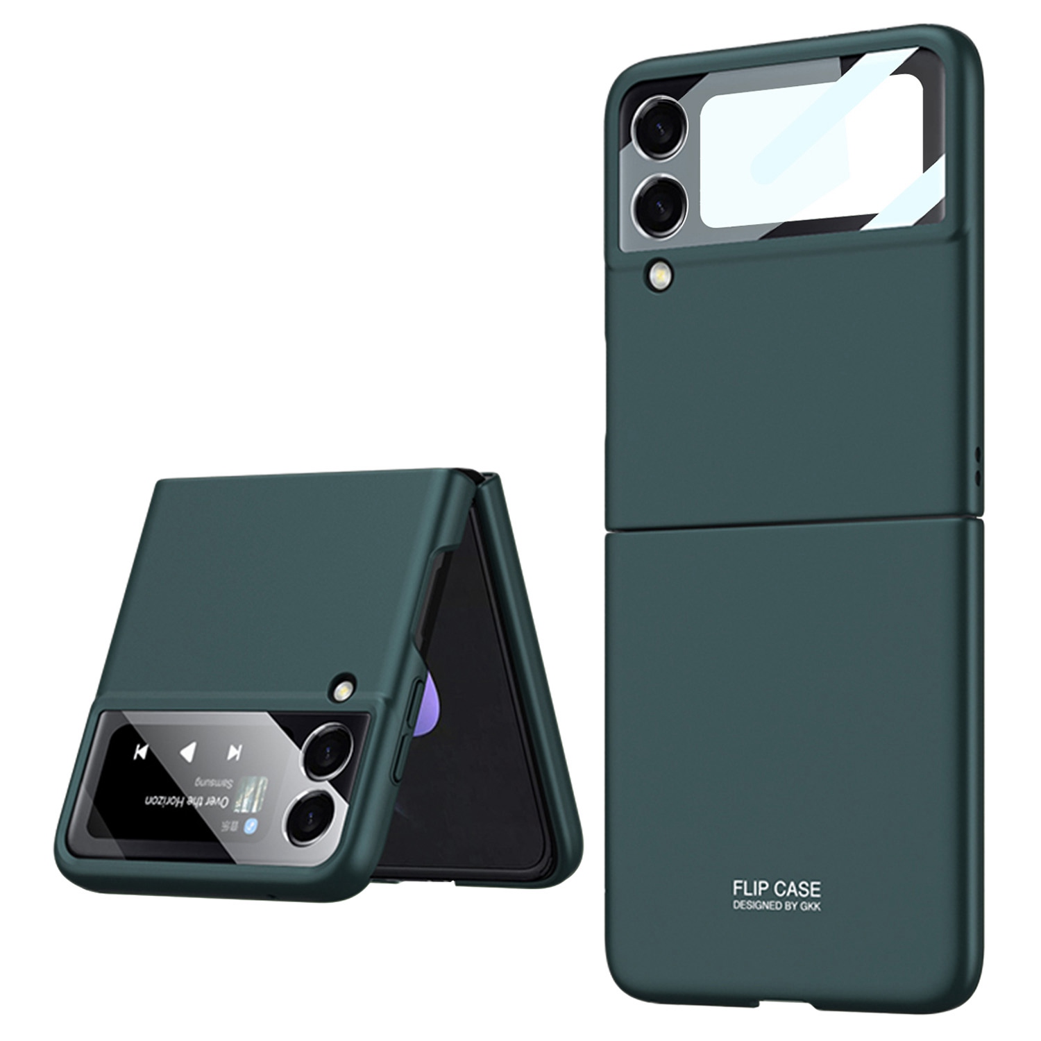 

GKK Für Samsung Galaxy Z Flip4 5G Ultra Slim Hard PC Phone Hülle Mit Präzisem Ausschnitt Kleiner Bildschirmmantelglasschutz - Grün, Galaxy Z Flip4 5G